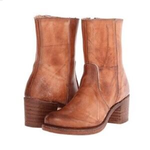 FRYE cognac Sabrina shortie campus inside zip zipper boots size 8